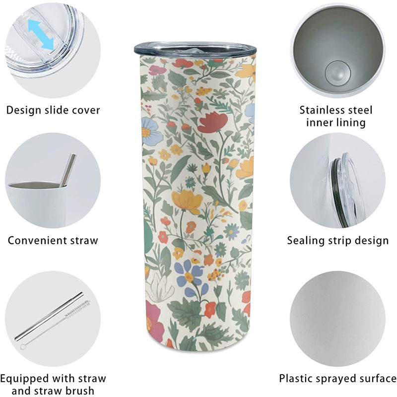 Stainless steel inside and outside 304 straight cup thermos cup