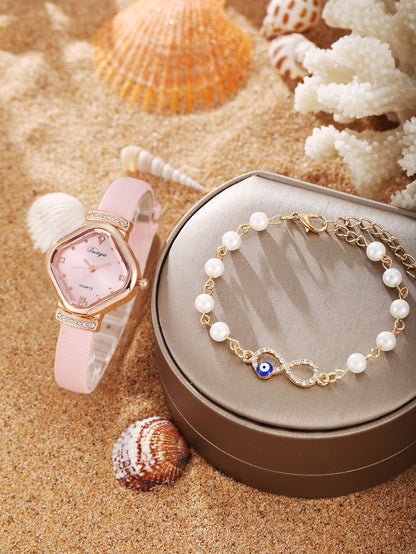 Watch Pearl Bracelet Tulip Star Moon Jewelry Set