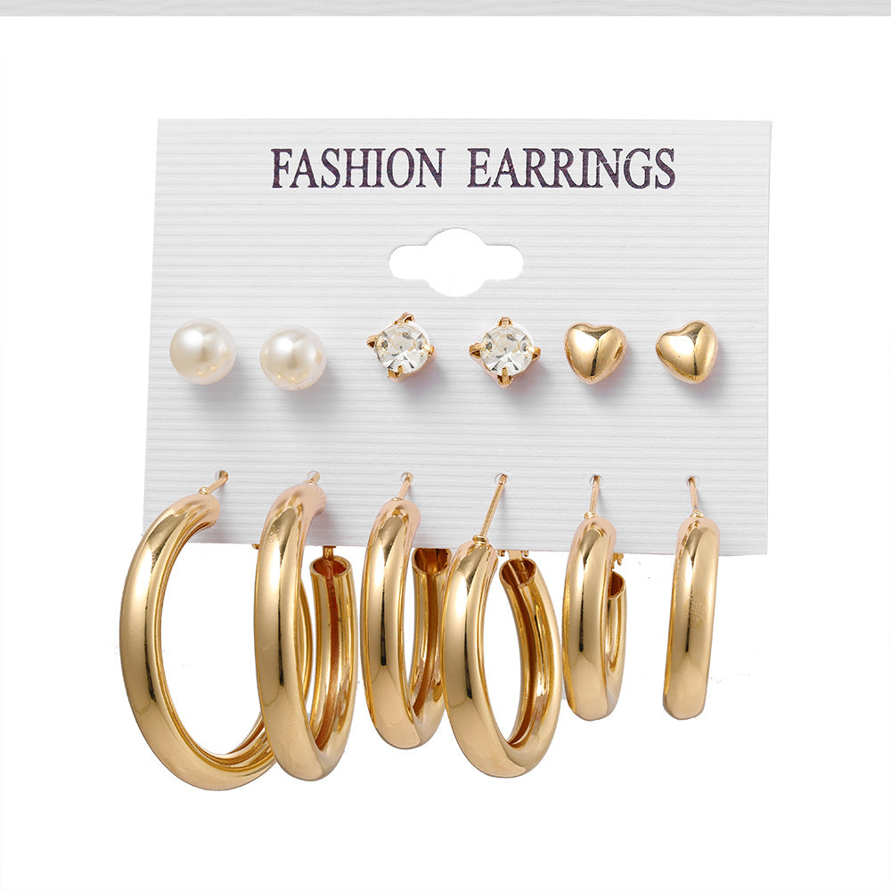 Punk Gold C-Shaped Earring Set