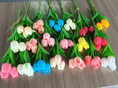 Flores artificiales de tulipán de PU al por mayor 