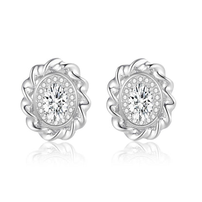 Copper inlaid 5A zircon elated stud earrings