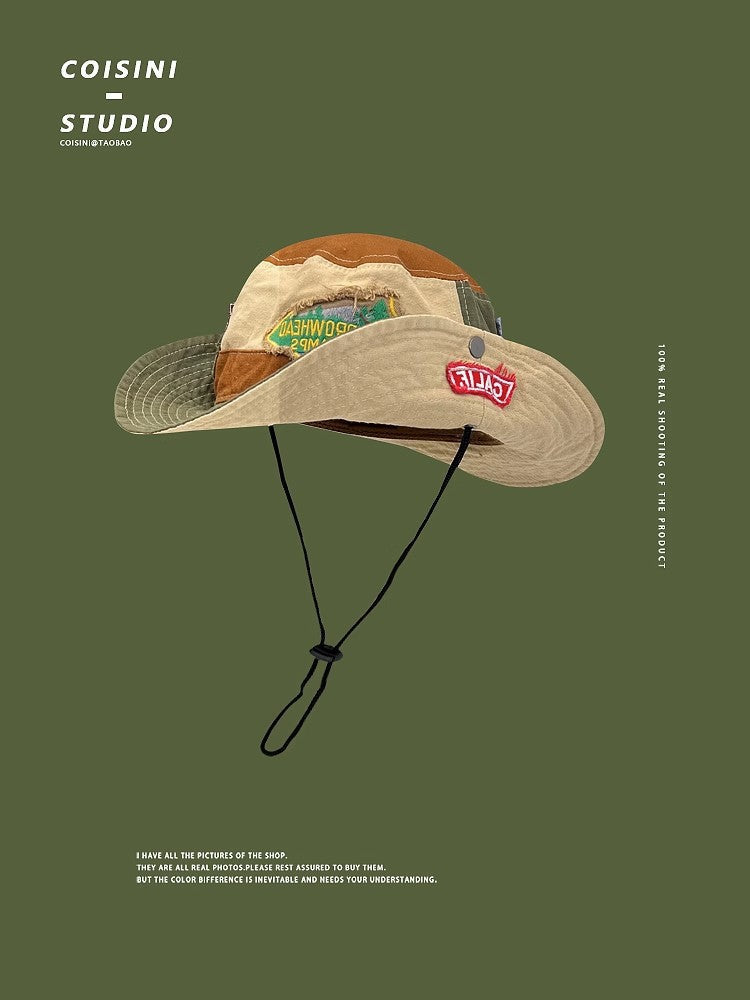 Sombrero de pescador retro con bloques de color 