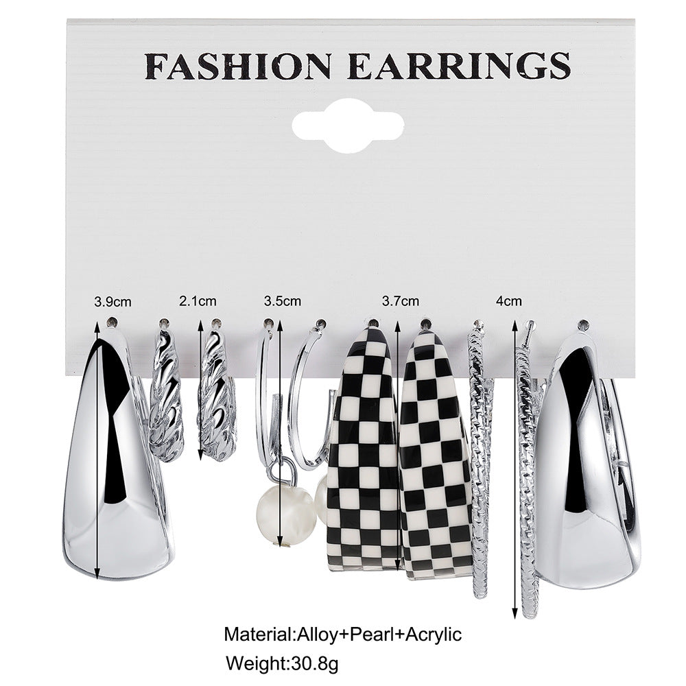 5-Piece Silver & Pearl Earring Set