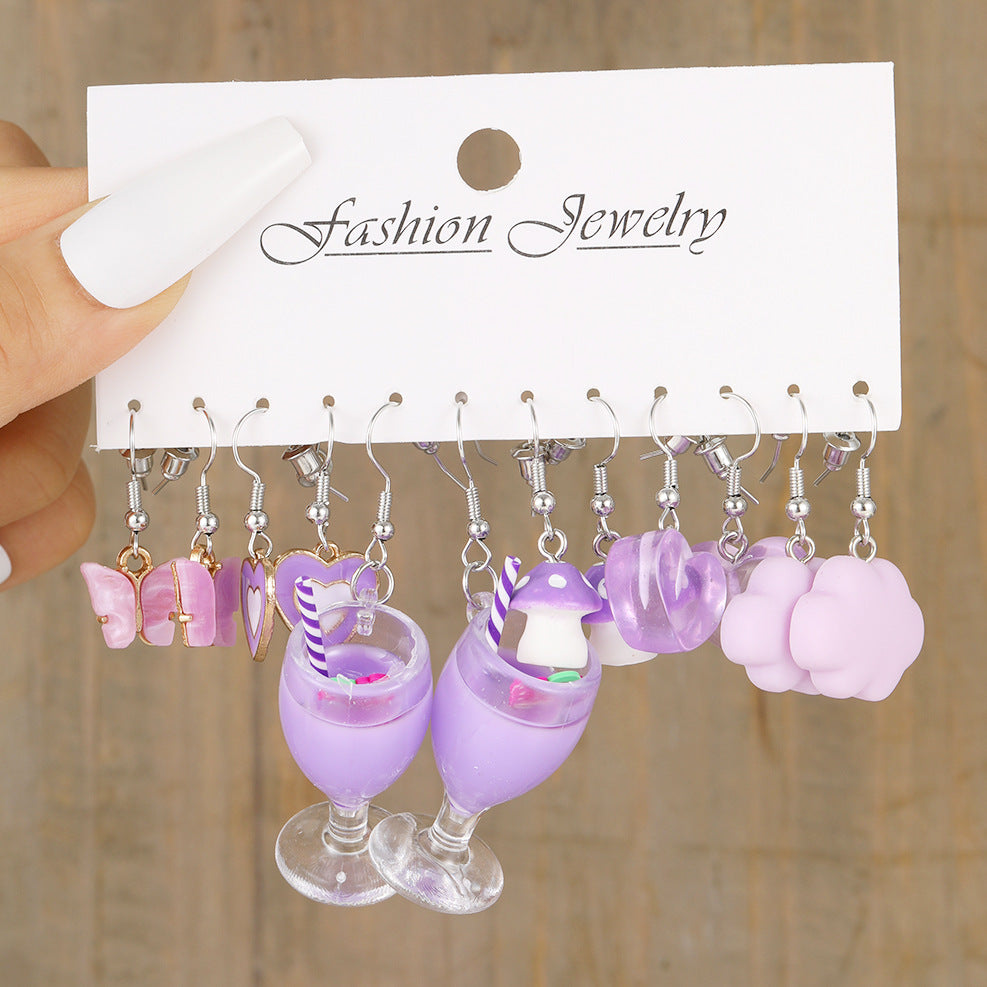 Cute Cartoon Resin Earring Set