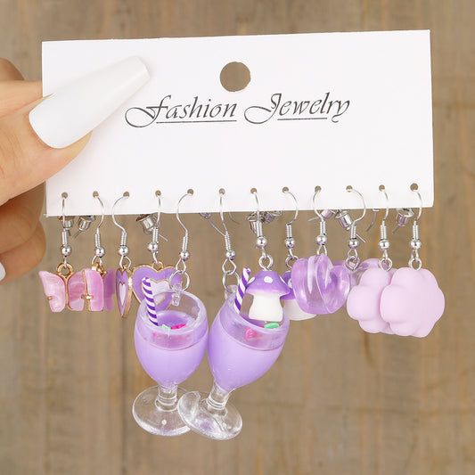 Cute Cartoon Resin Earring Set