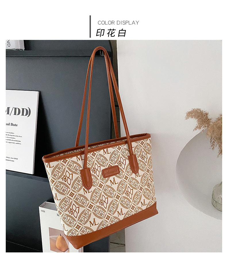 Alphabet Versatile Retro Shoulder Tote Bag