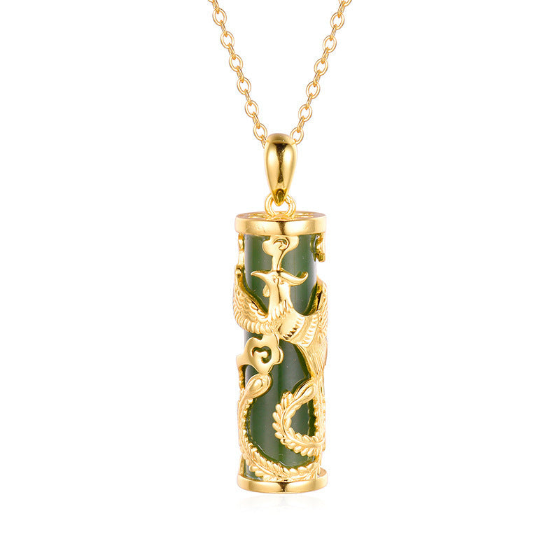 Vintage Guochao Phoenix Pillar Necklace