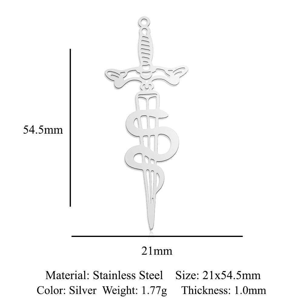 5 pcs/titanium steel magic witch broom necklace pendant