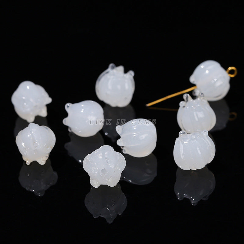 Purple glazed lotus beads loose beads