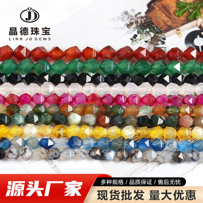 Agate diamond cut rhombus beads loose beads