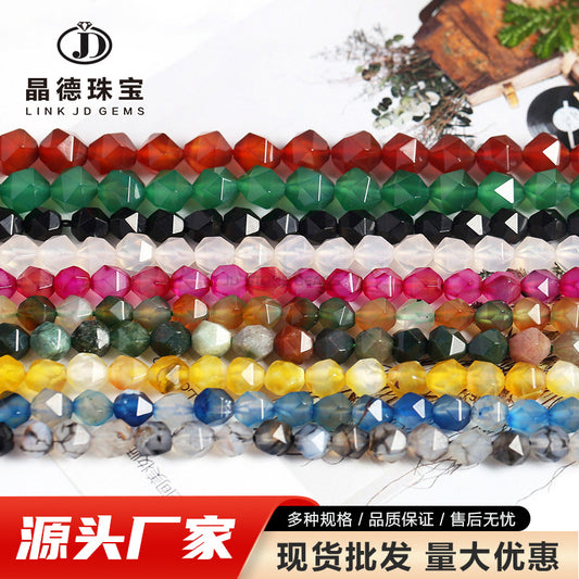 Agate diamond cut rhombus beads loose beads