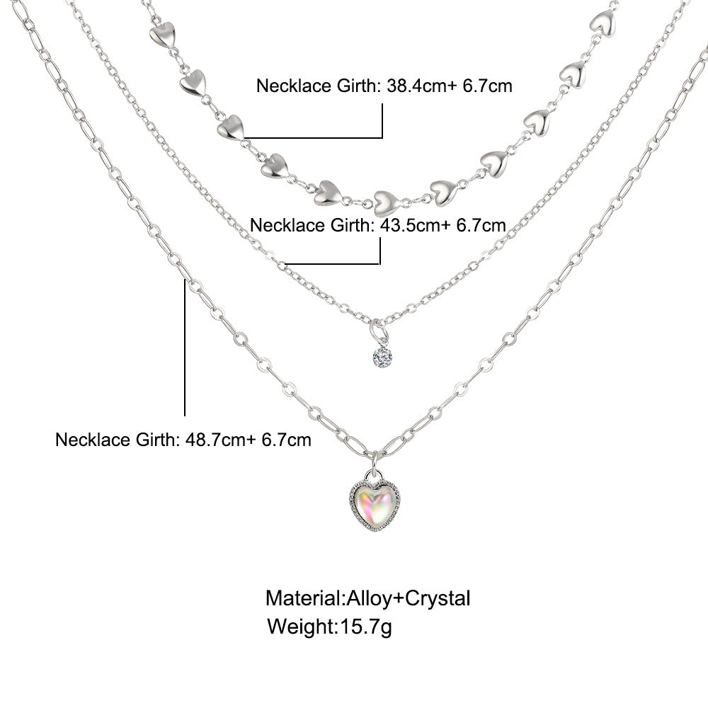 Collar de clavícula con colgante de corazón de melocotón sencillo 