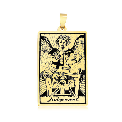 5 pcs/pack, gold tarot titanium steel pendant.