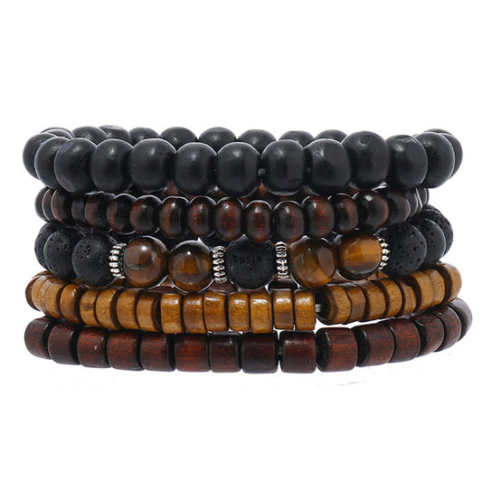 Men's Beaded Wooden Bracelet