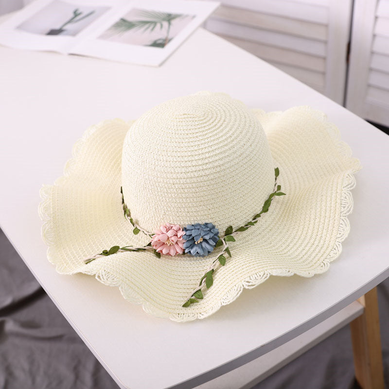 Straw Hat Women's Wave Brim Wide Brim Sun Summer Outdoor UV Family