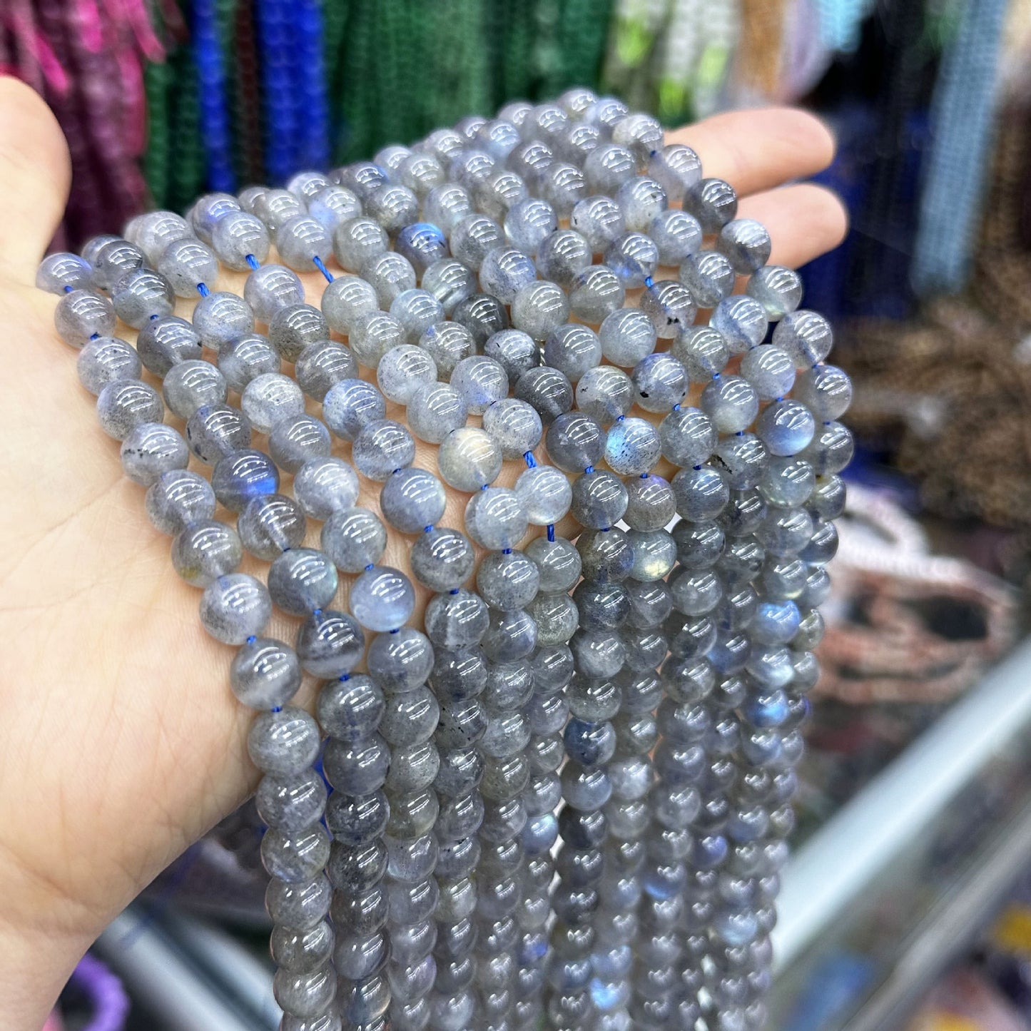 8MM high quality gray moonlight natural stone round beads