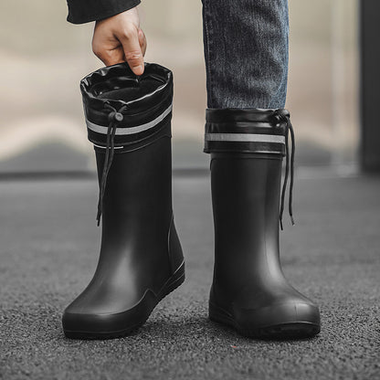 Rain shoes men's medium tube outer wear