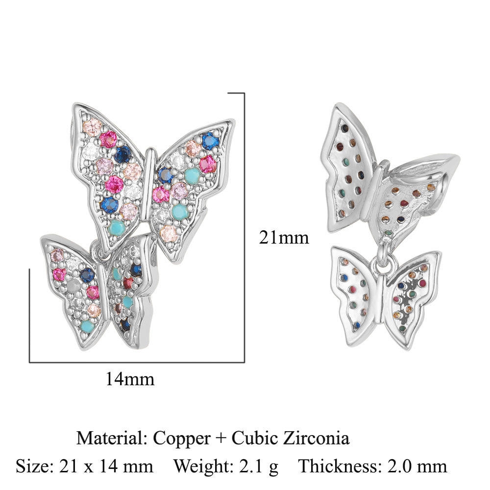 Fly color zirconium copper micro-inlaid necklace pendant