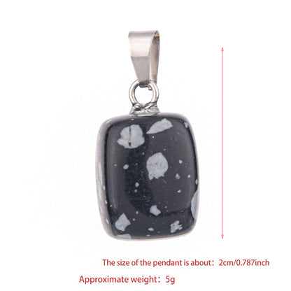 Crystal amorphous semi-precious stone cube pendant