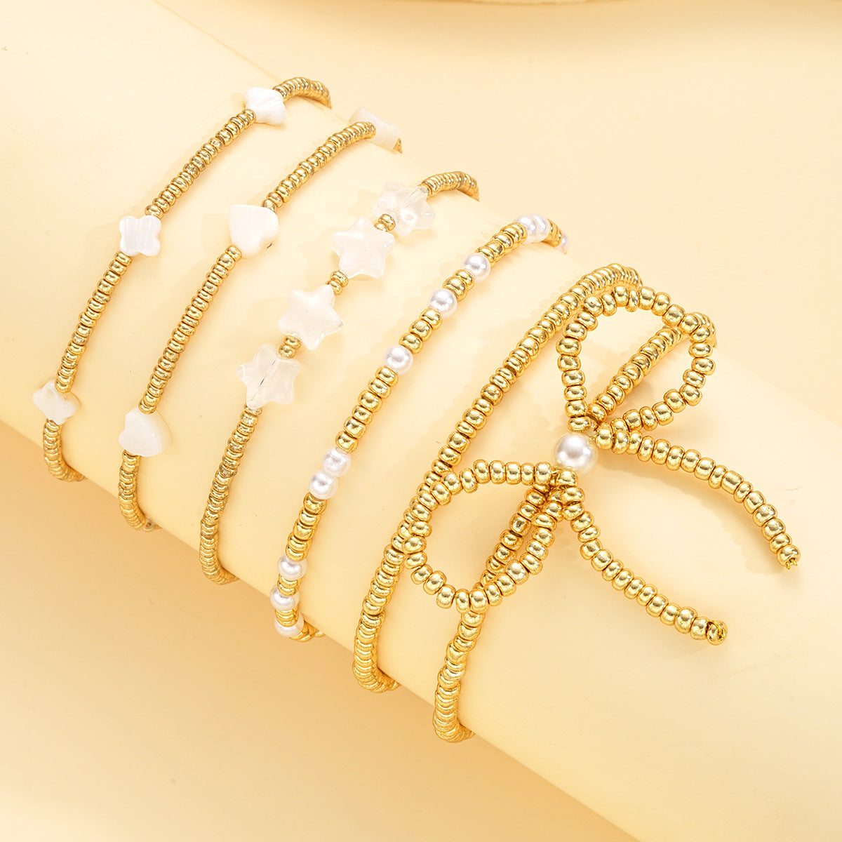 CCB Bow Pearl Beach Bracelet Set (6-Piece)