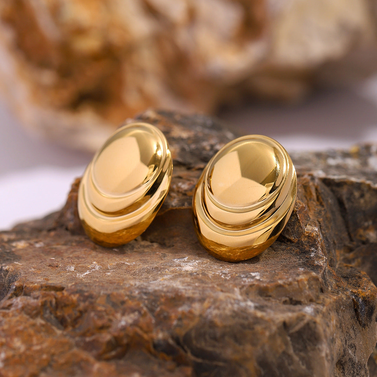 Oval Concave Earrings