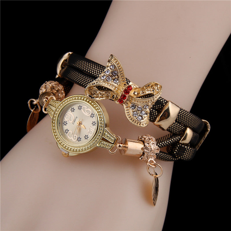 Butterfly bracelet quartz watch jewelry three-piece set