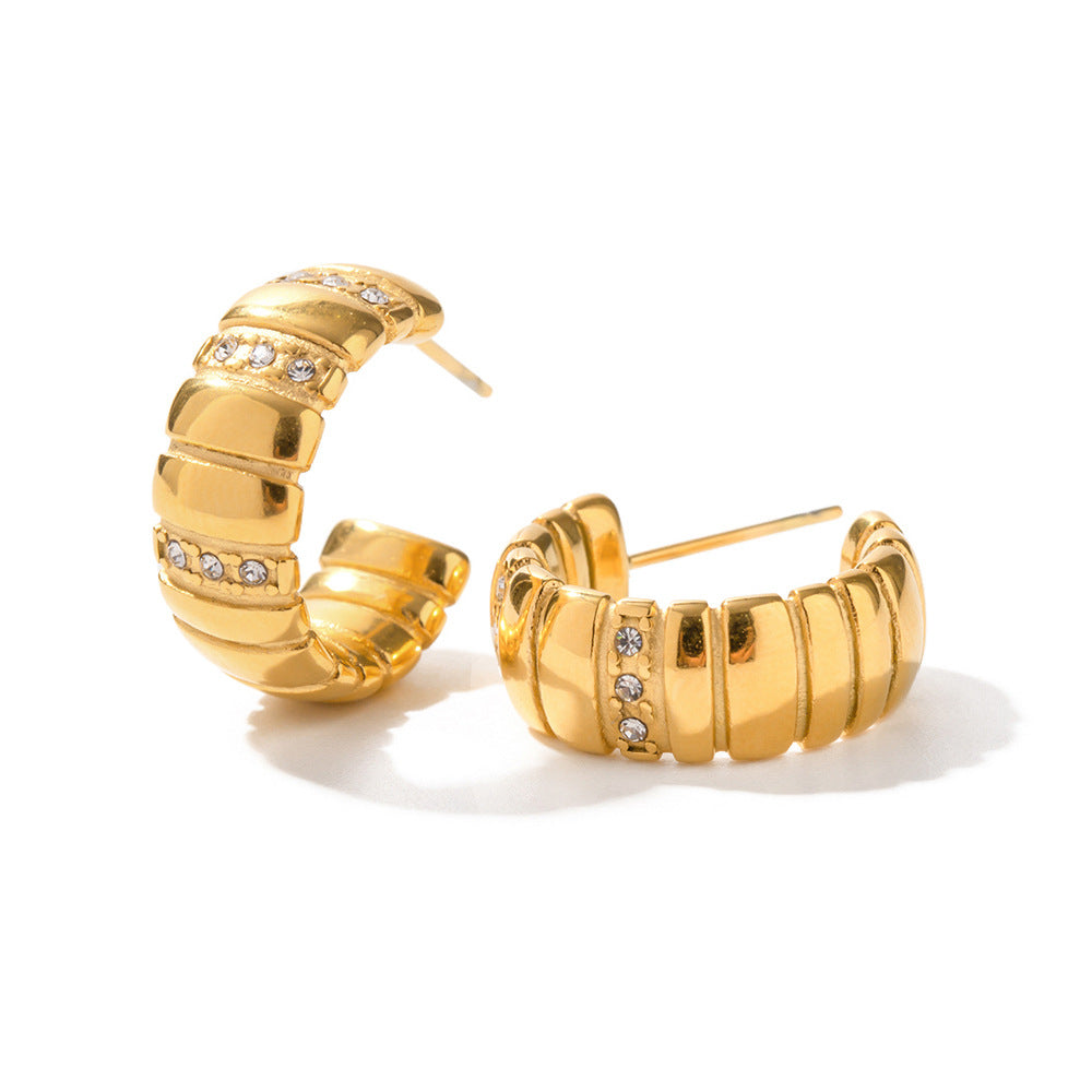 Bread pattern C-shaped earrings