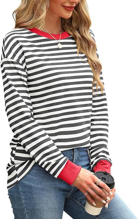 Striped long-sleeved top