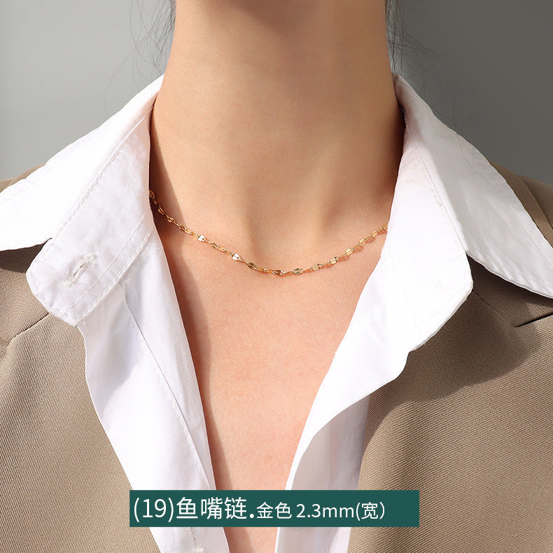 18K Gold Plated Titanium Steel Chain Necklace