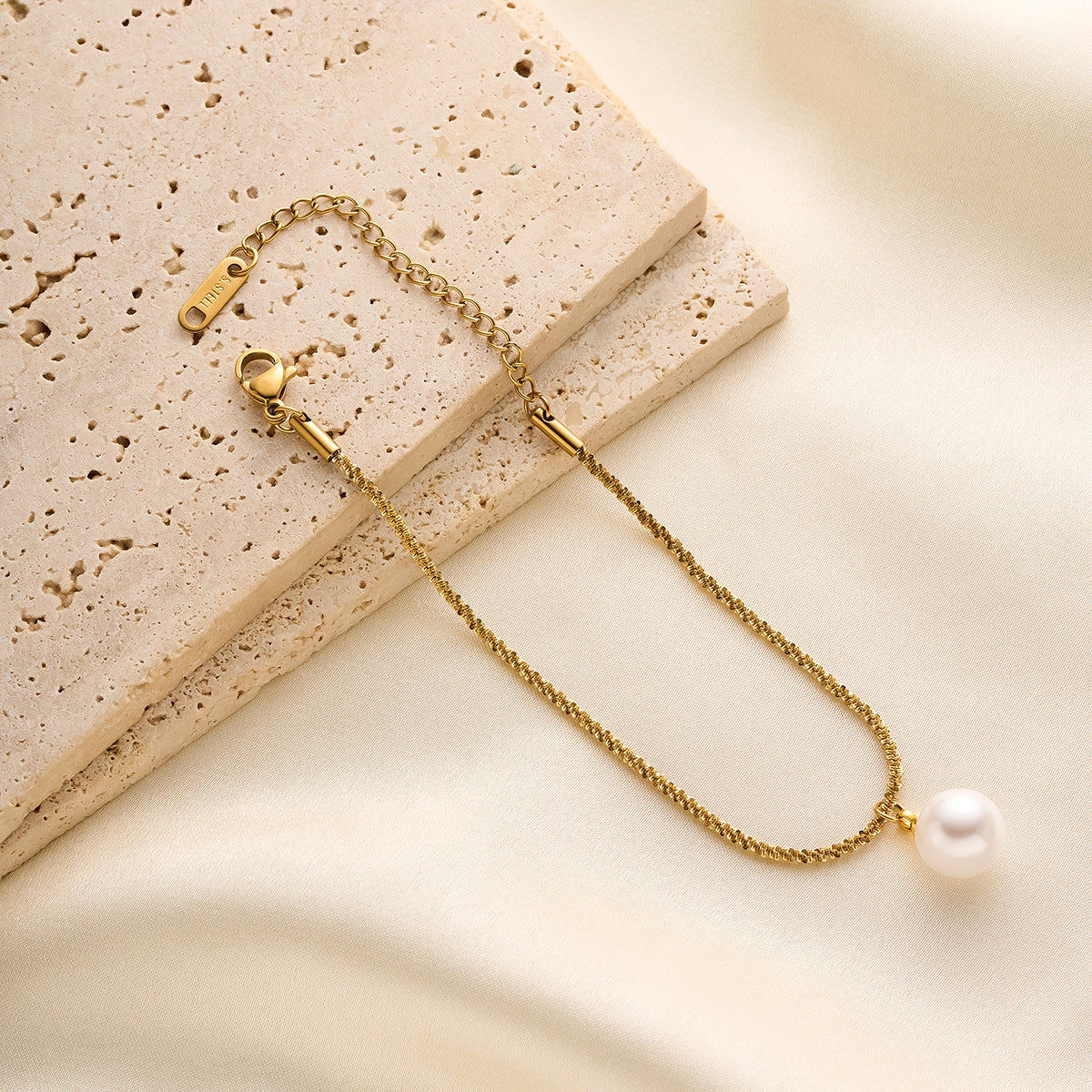 Gold Pearl Chain Bracelet