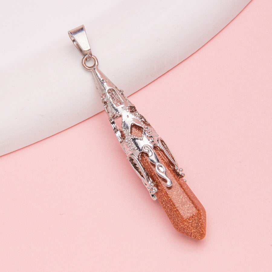 Crystal Agate Hexagonal Pyramid Pendulum Pendant