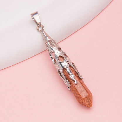 Crystal Agate Hexagonal Pyramid Pendulum Pendant