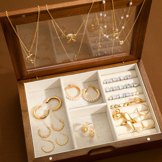 Peach Heart Pearl Butterfly Necklace & Studs Set