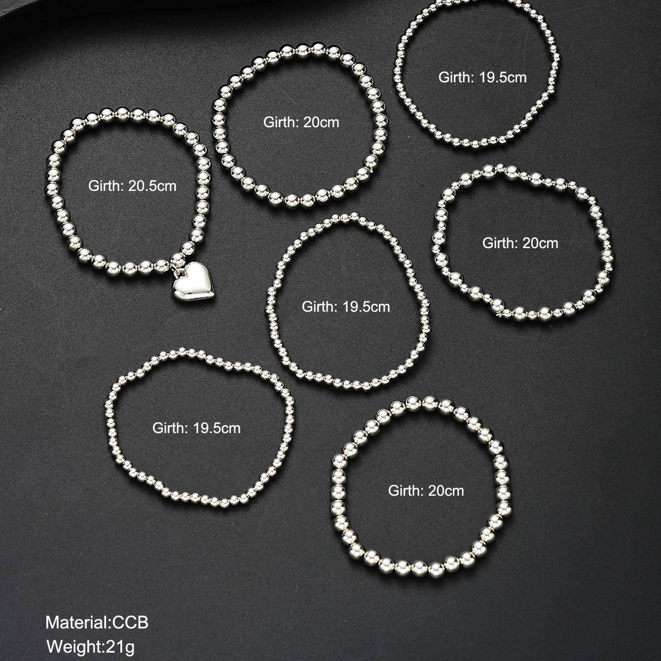 7-Piece CCB Bead & Love Bracelet Set