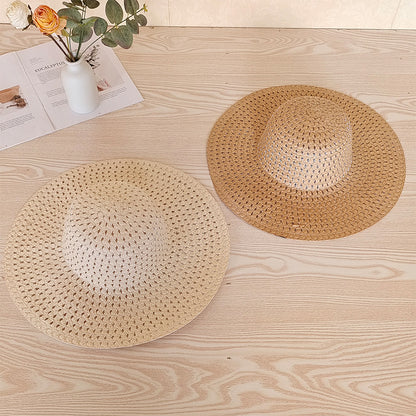 Fashion Hollow Wide Brim Women Straw Summer Woven Beach UV Outdoor Hat