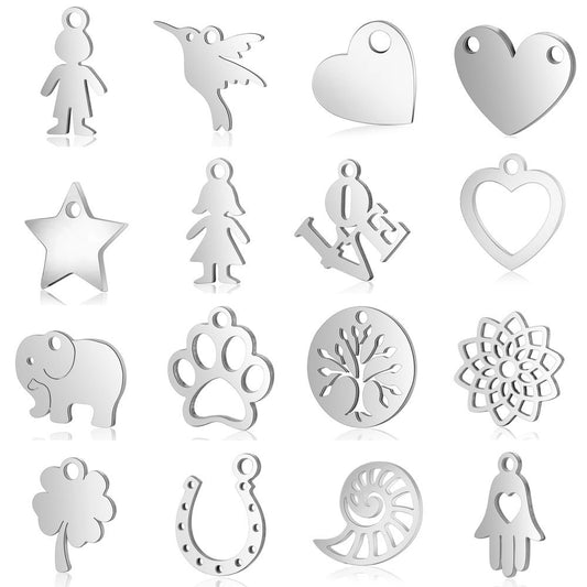 10 piezas/bolsa de accesorios de joyería de acero inoxidable para bricolaje, colgante de árbol de la vida 
