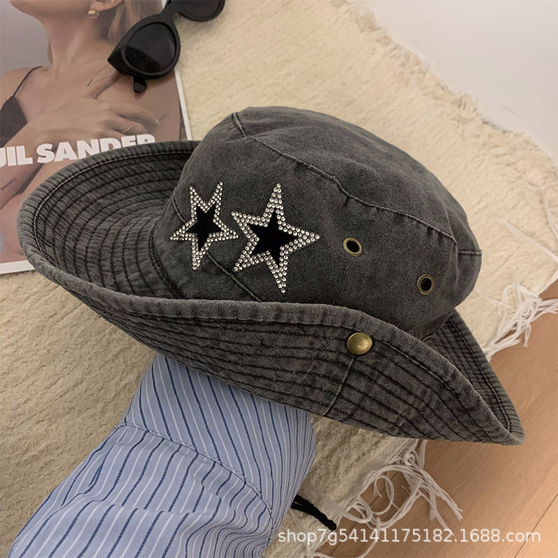 Sombrero de vaquero occidental con estrella retro 