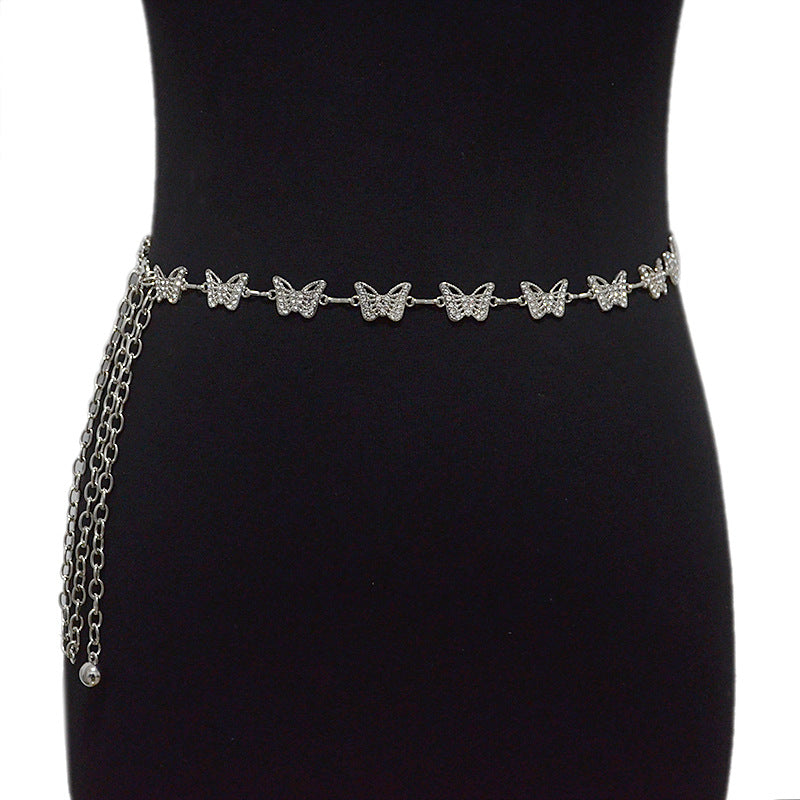 Butterfly rhinestone inlaid decorative metal chain