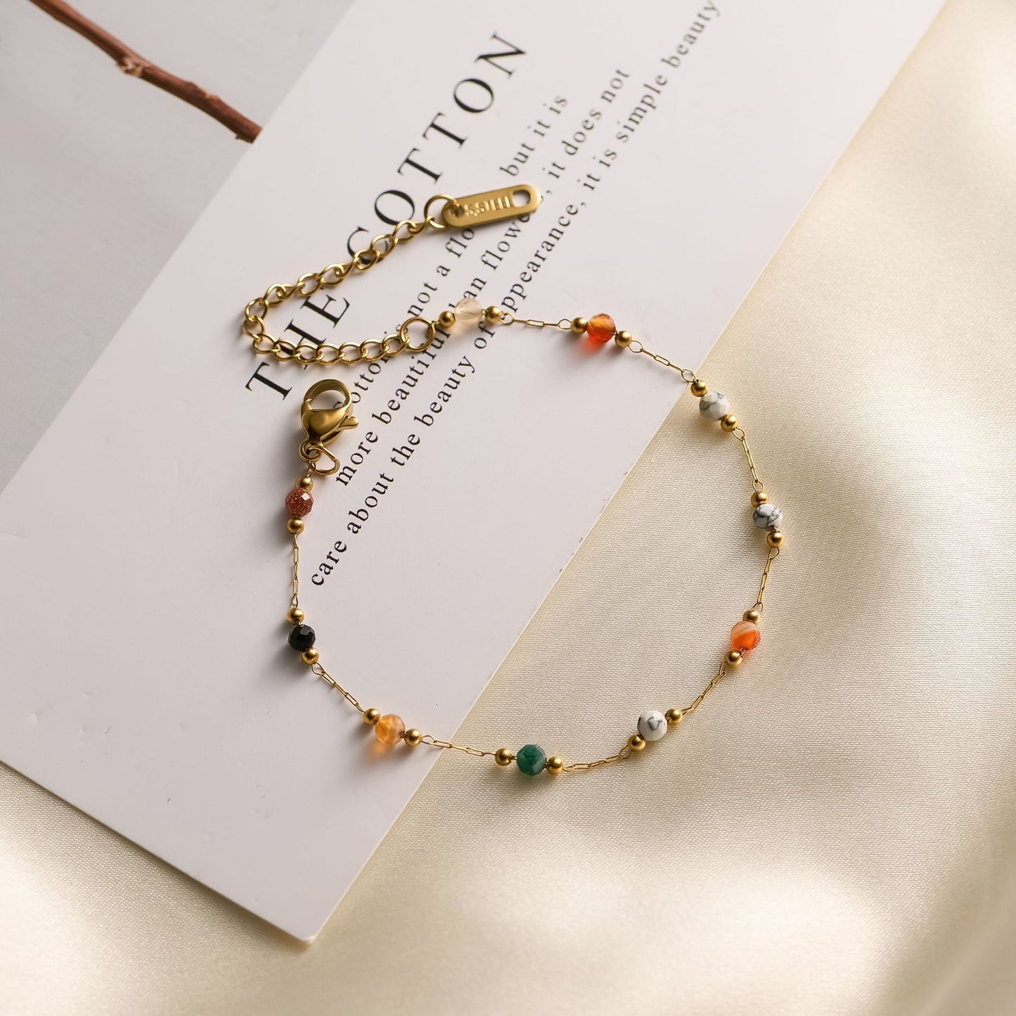 Women's Titanium Steel Natural Stone Necklace & Geometric Zircon Bracelet Set