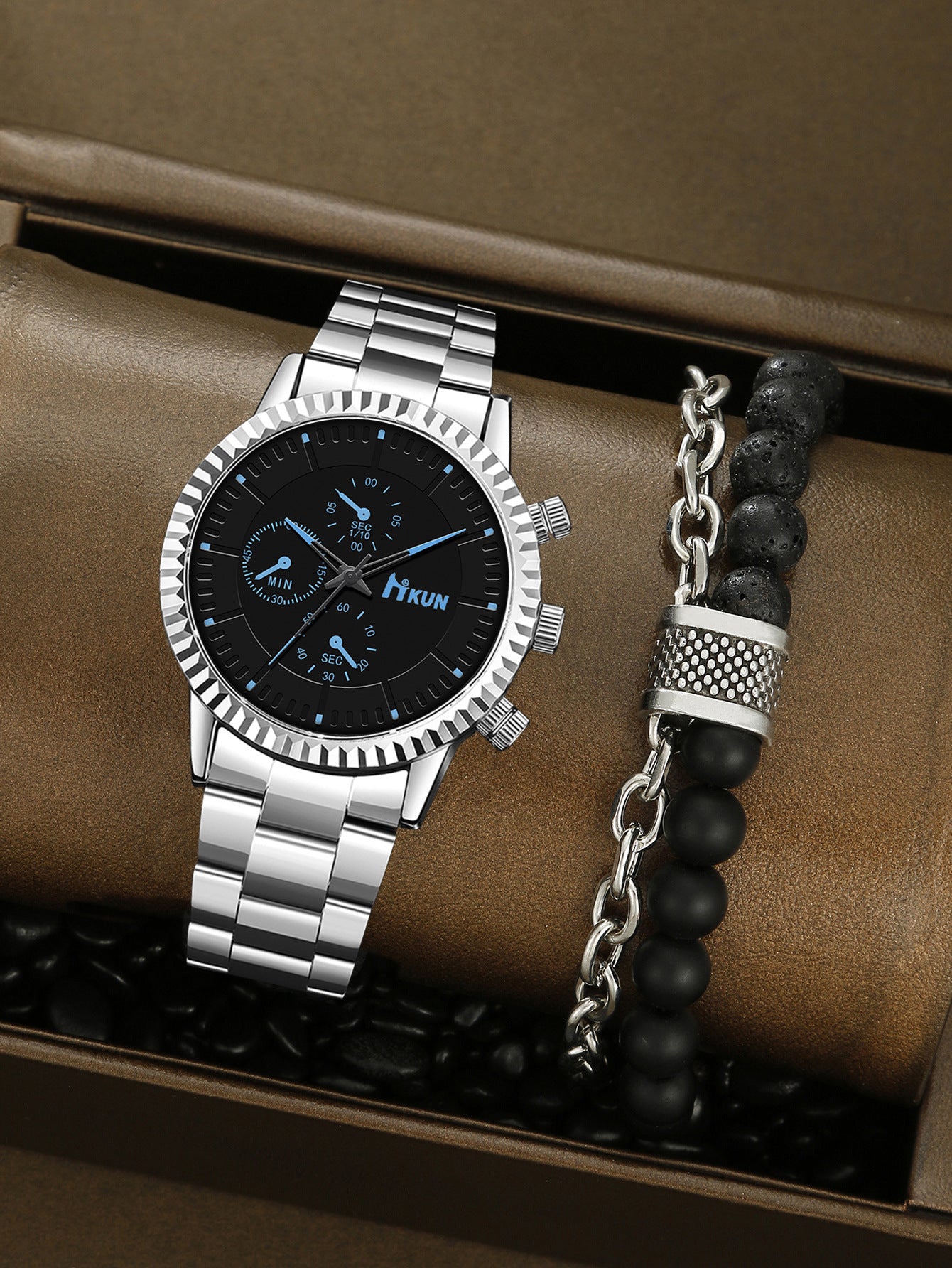 Trendy Men's Watch Bracelet Set
