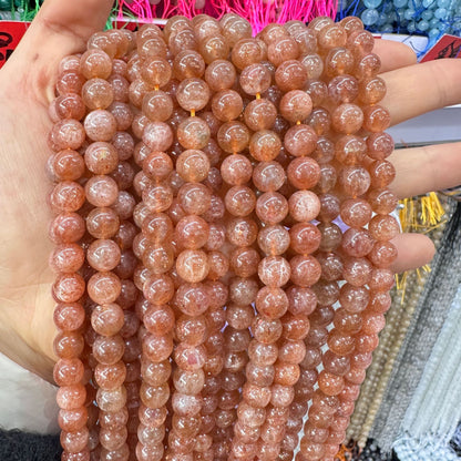 4-10mm natural stone sun gold dot strawberry crystal loose beads