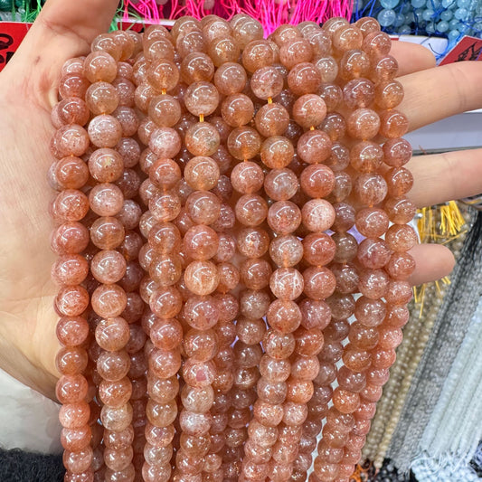 4-10mm natural stone sun gold dot strawberry crystal loose beads