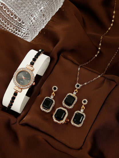 Bracelet Watch Peacock Water Drop Women's Jewelry Set