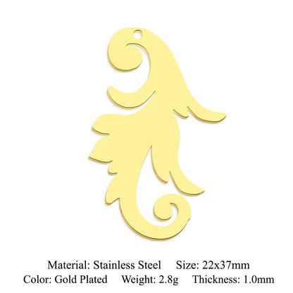 5 pcs/bag Ocean Wave Fish Scale Titanium Steel Pendant