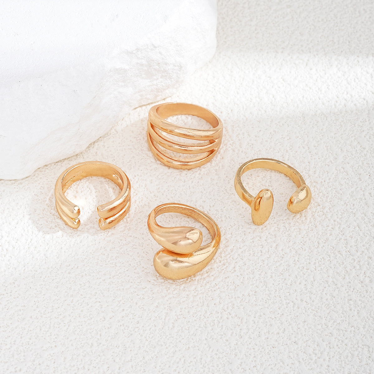 Irregular Smooth Ring Set (4-Piece)