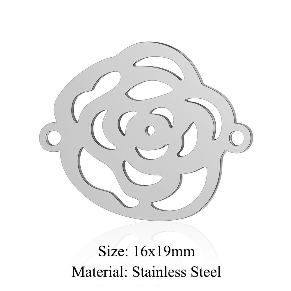 Colgante de acero de titanio con forma de flor y hoja, 5 unidades por bolsa 