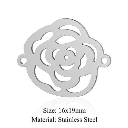 Colgante de acero de titanio con forma de flor y hoja, 5 unidades por bolsa 