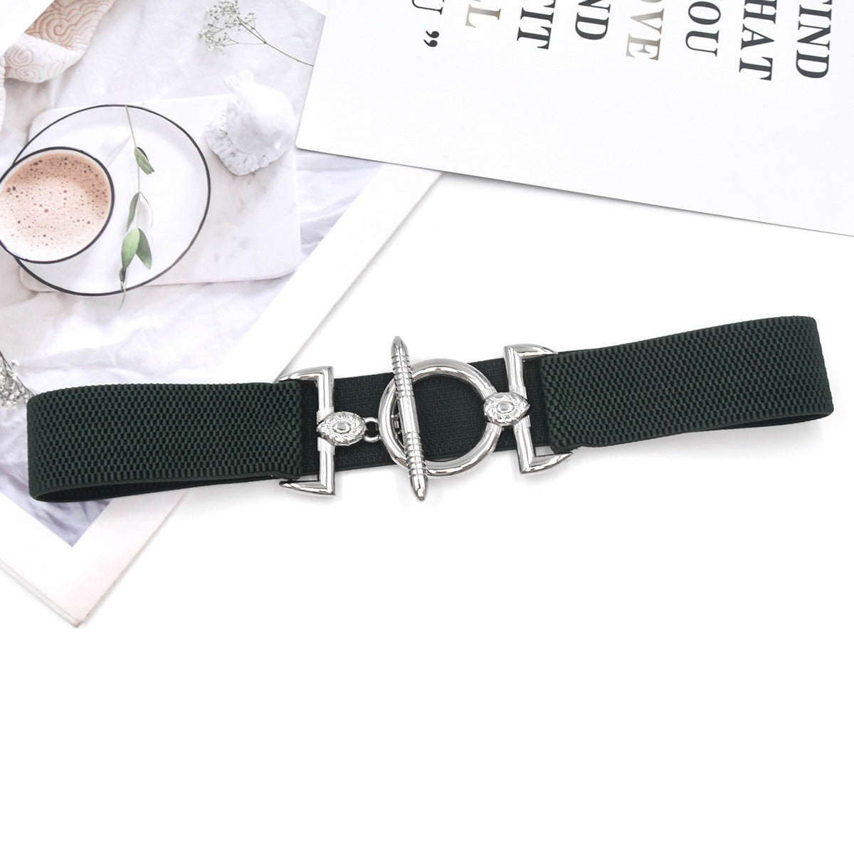 Hook buckle women's elastic belt