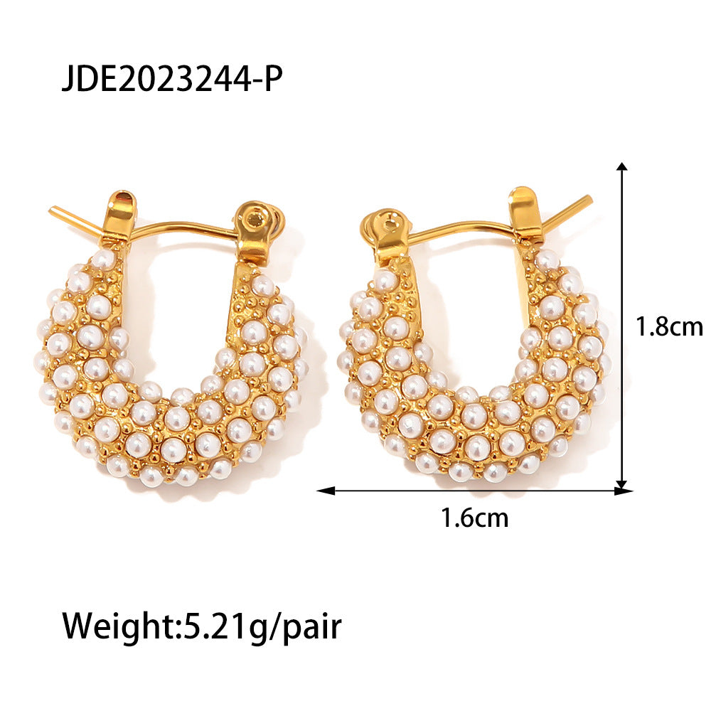 French Freshwater Pearl Hoop Earrings