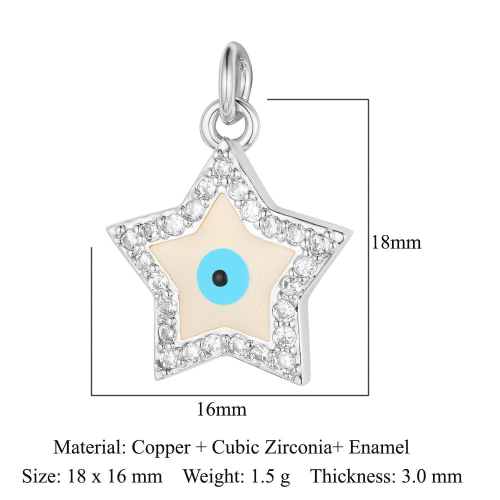 Colgante de cobre y circonita con forma de estrella y sol 
